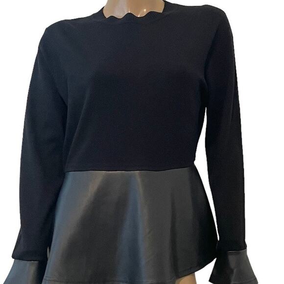 Siani Milano peplum faux leather trim sweater small SP2 9008 - Picture 1 of 10